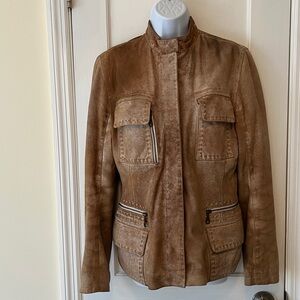 Wilsons Leather Suede Maxima Moto Jacket Women Medium Brown Vintage Unique Flaws
